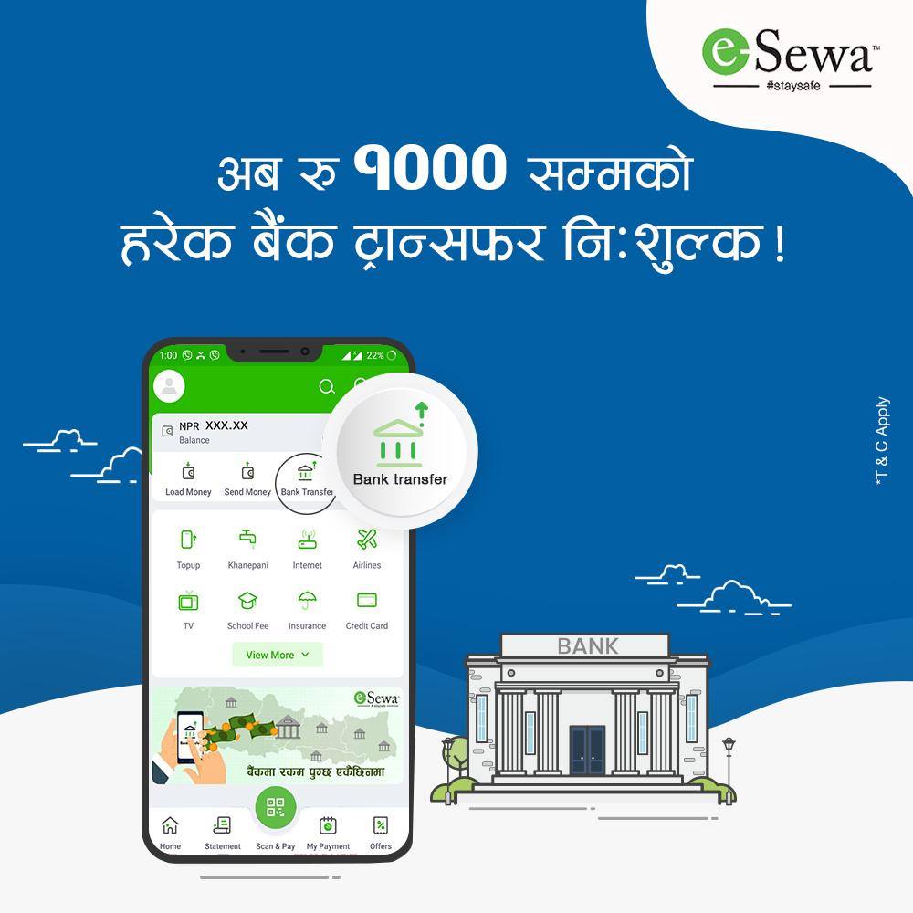 esewa free bank transfer 