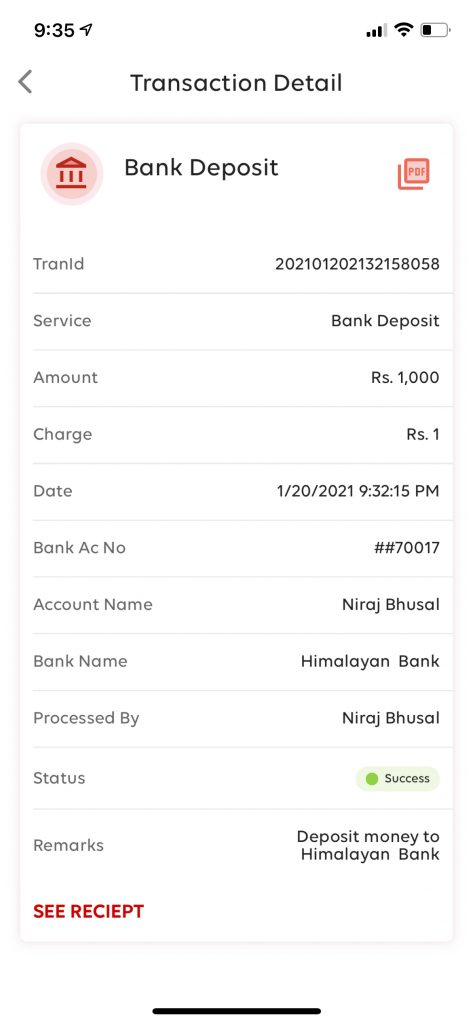 IME Pay App Bank Transfer