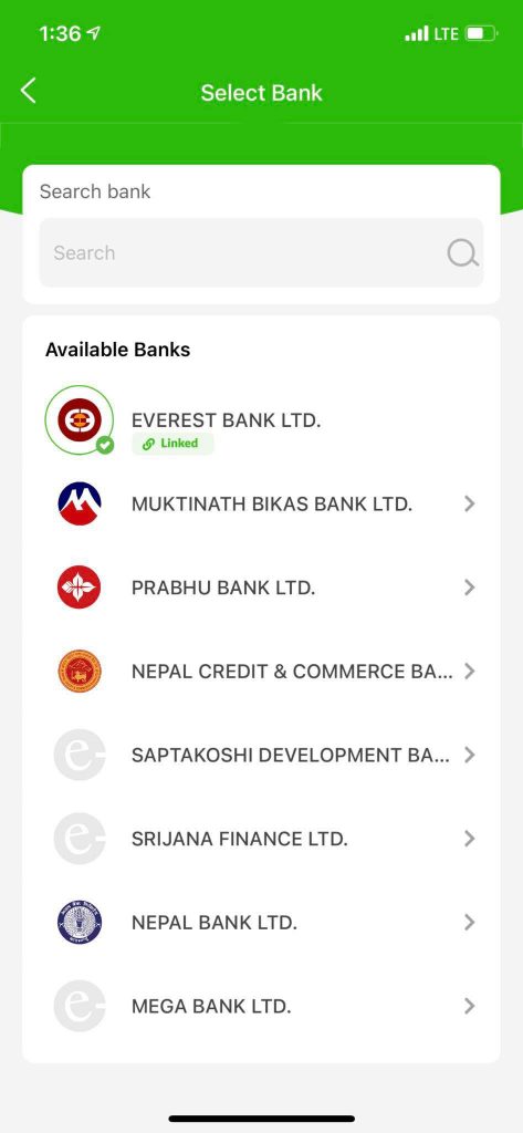 Link Bank account in eSewa