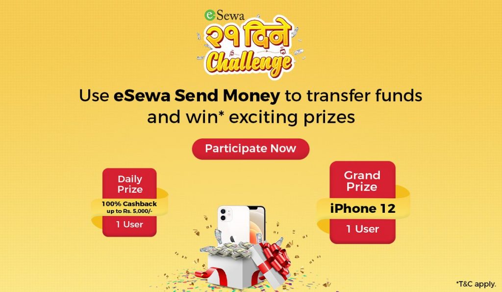 Get a Chance to Win iPhone 12 on eSewa “21 Days Challenge”