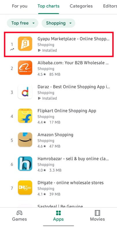 Gyapu Marketplace Now Holds Number #1 Position in Playstore 6