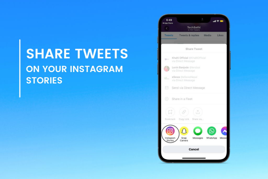 You can now directly Share Tweets on your Instagram Stories