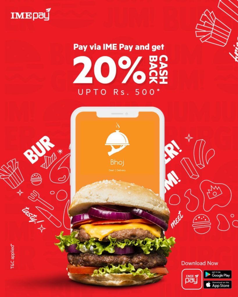 Order food from Bhojdeals and pay through IME pay to get instant 20% cashback 2