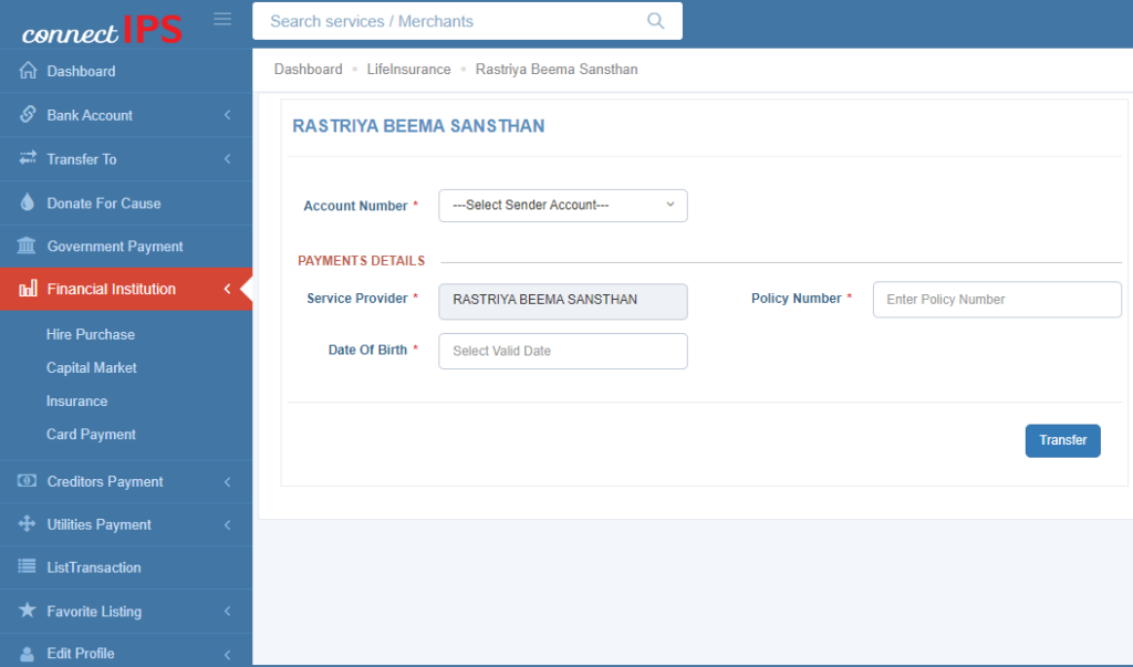 Now You Can Pay Your Insurance Premium of Rastriya Beema Sansthan Online via connectIPS 3
