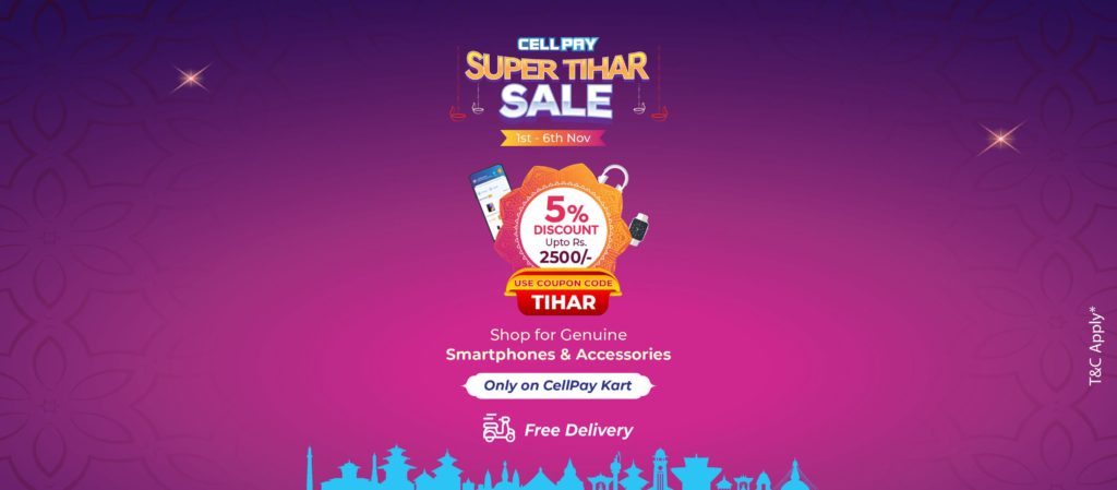 CellPay Brings Super Tihar Sale: Get a 5% Cash back on purchase via CellKart CellPay Super Tihar sale