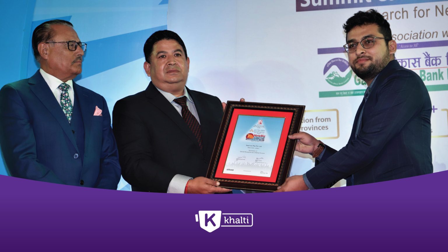 Khalti awarded with “The Honour of Special Recognition as a Startup Success” NewBiz Startup Summit & Awards 2021