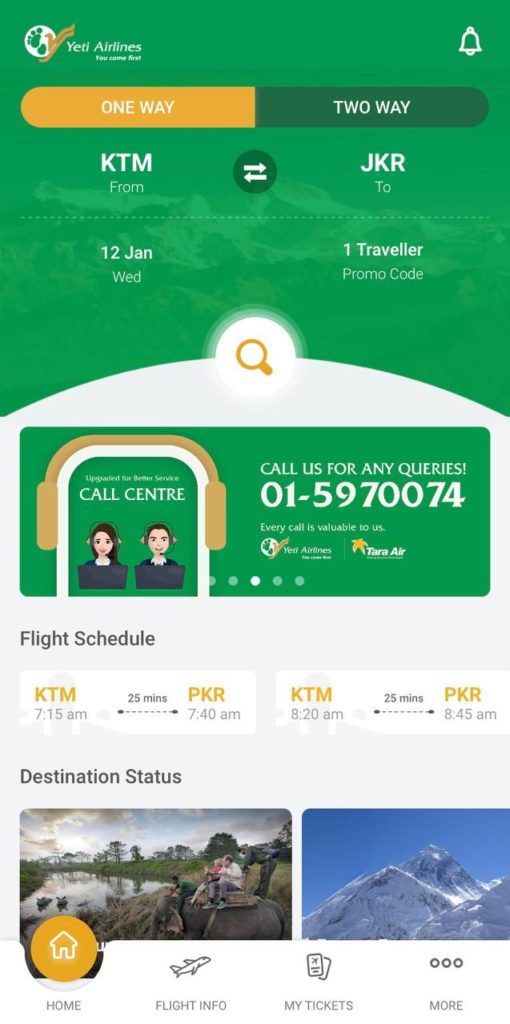 Yeti Airlines App