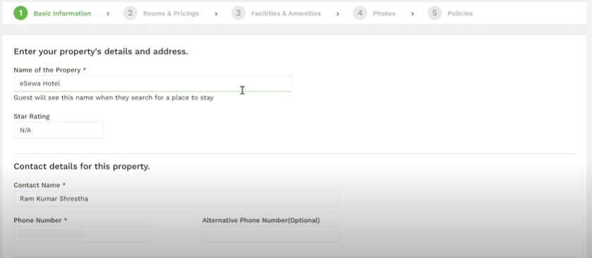 register a hotel in eSewa hotels