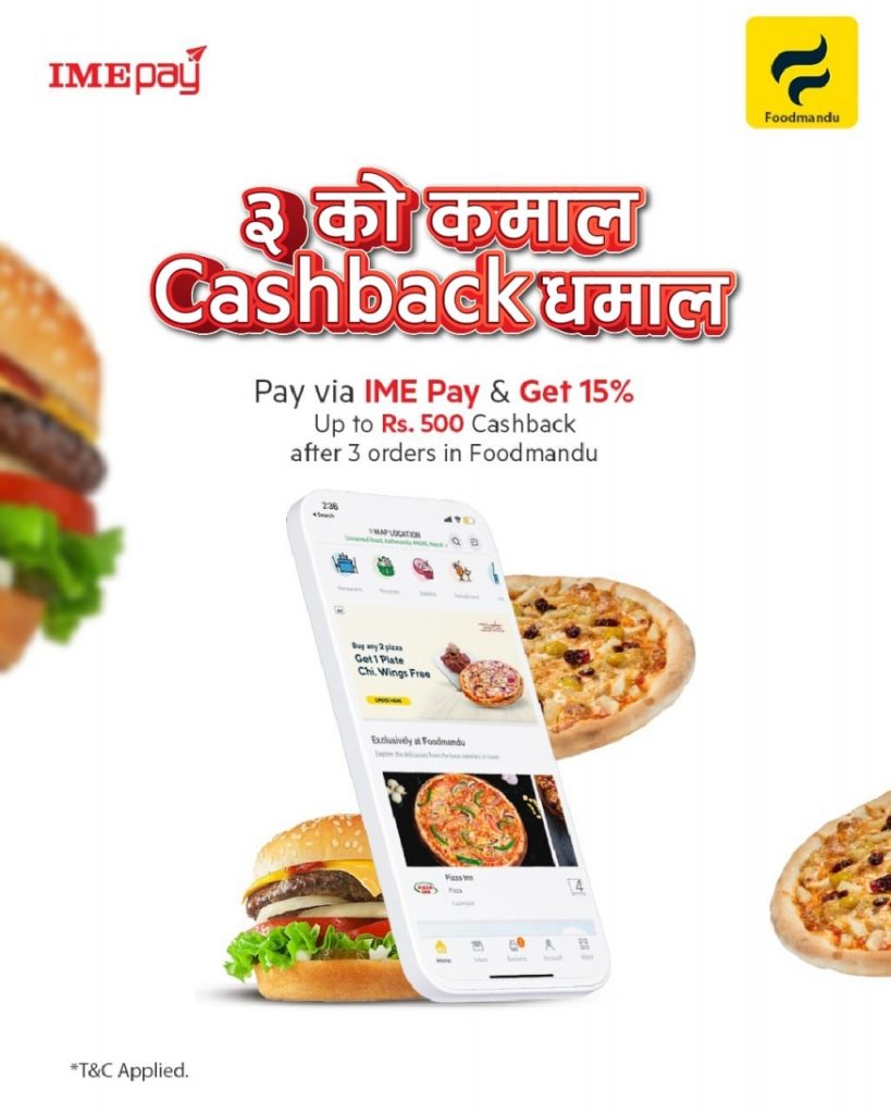 Get 15% Cash Back in IME Pay While Paying for Foodmandu