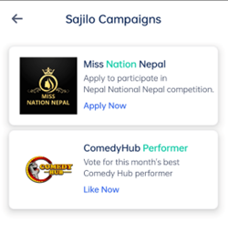 vote your favorite Comedy Hub performer via Sajilo Pay?