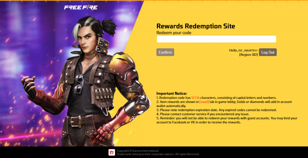 Free Fire Redeem Code 2022 [Updated August]