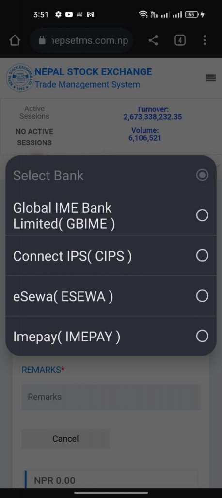 Load Collateral in NEPSE TMS