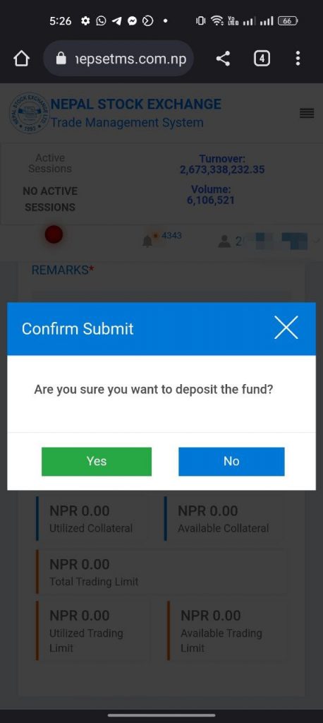 Load Collateral in NEPSE TMS